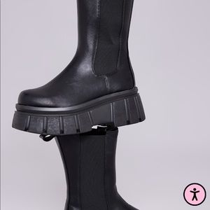pretty little things black extra chunky combat boots